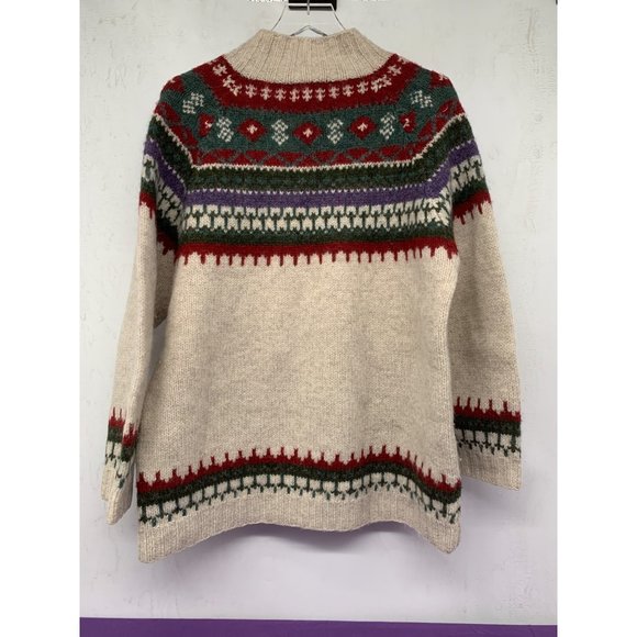 Moda Int'l Women’s Large Wool Cream Green Red Purple Stains On Collar - Picture 8 of 9